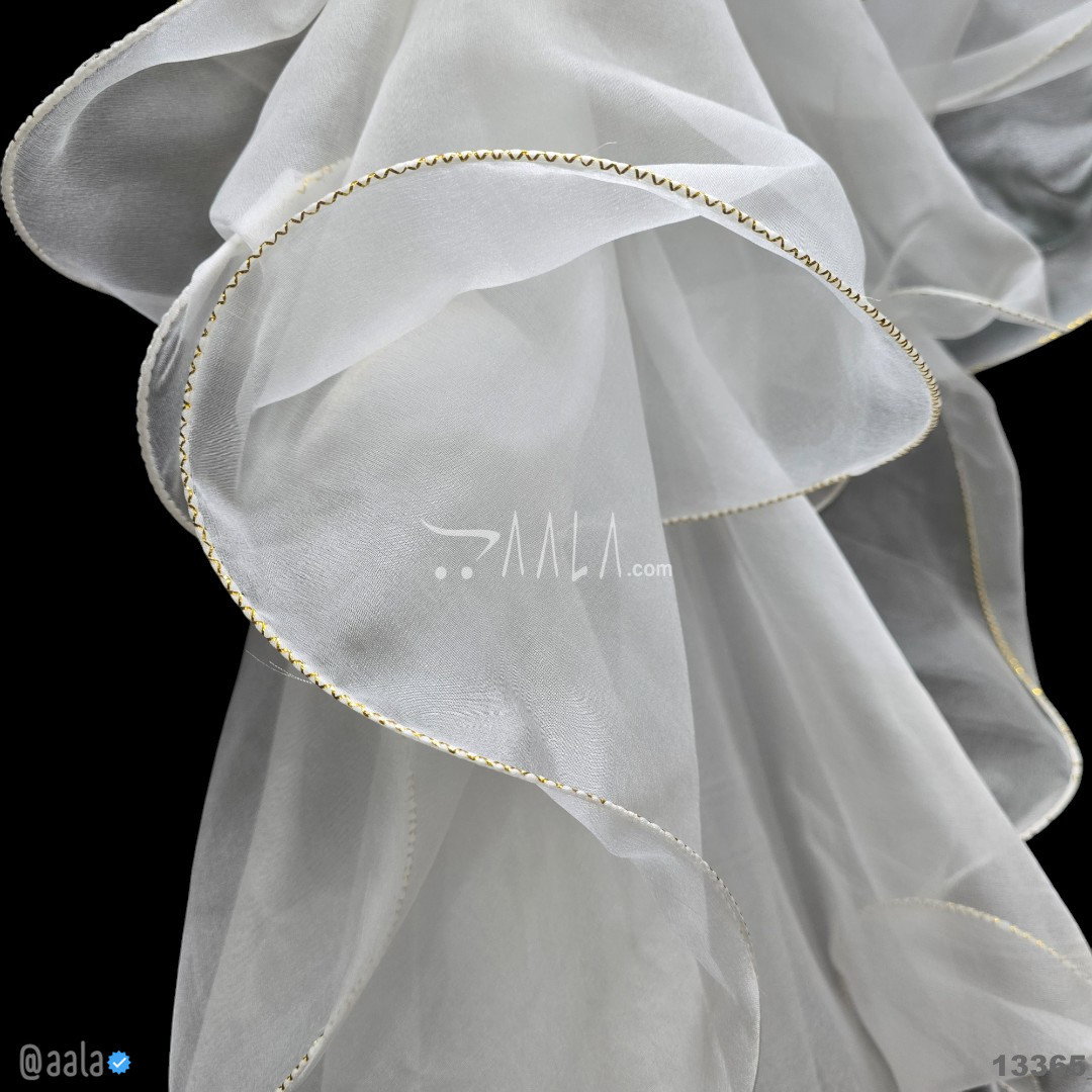 Ruffle-Gold-Biding Organza Nylon Dupatta-20-Inches DYEABLE 2.00-Metres 