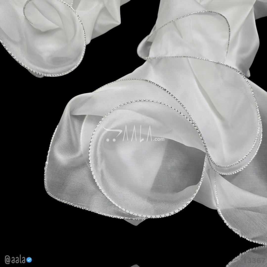 Ruffle-Silver-Biding Organza Nylon Dupatta-20-Inches DYEABLE 2.00-Metres 