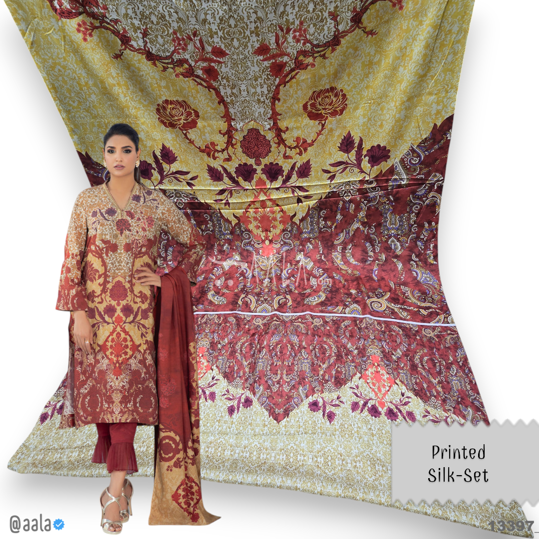 Printed Silk Blend 44-Inches PRINTED Per-Pc #13397