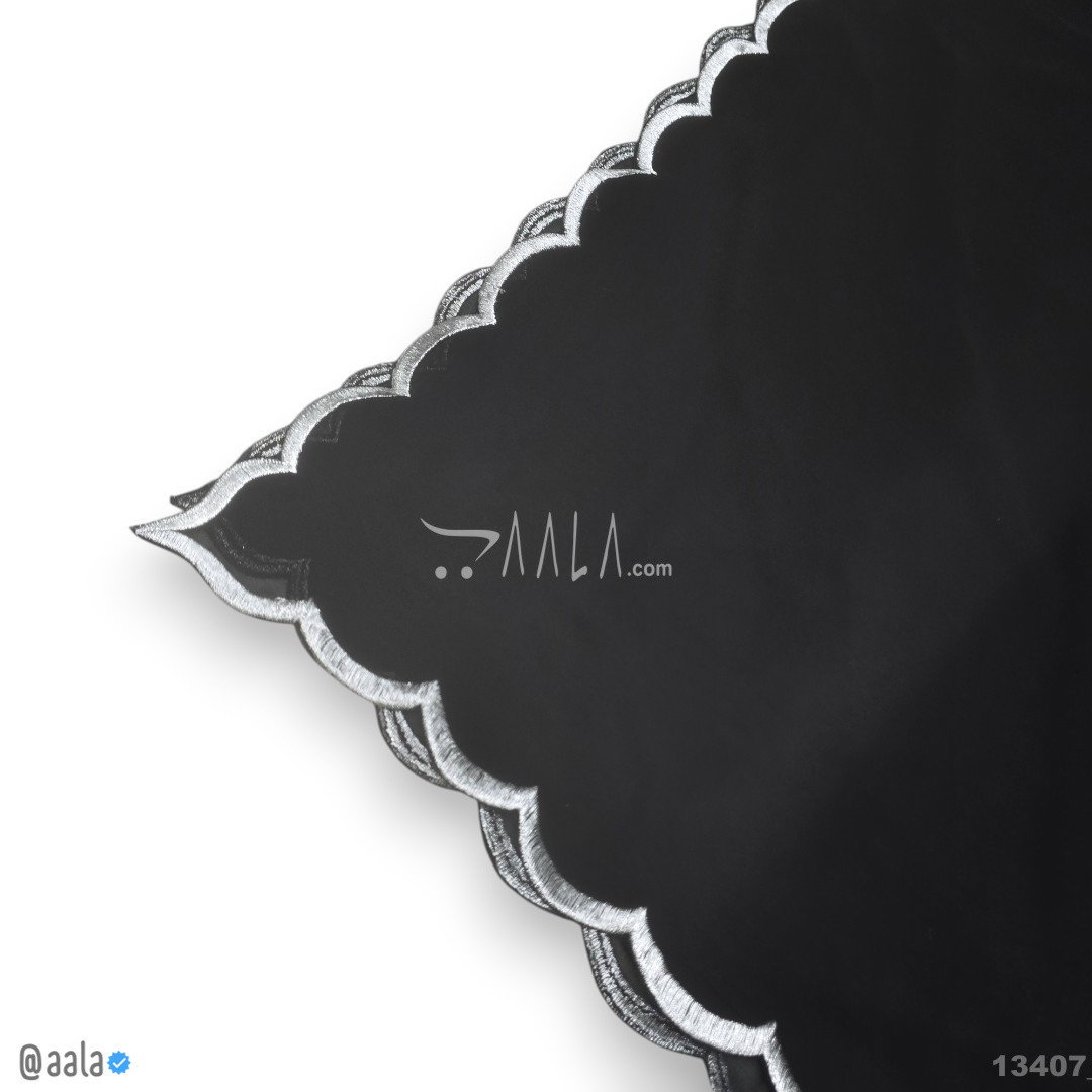Silver-Scallop Georgette Blend 44-Inches BLACK 2.25-Metres 