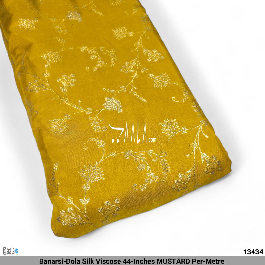 Banarsi-Dola Silk Viscose 44-Inches MUSTARD Per-Metre #13434