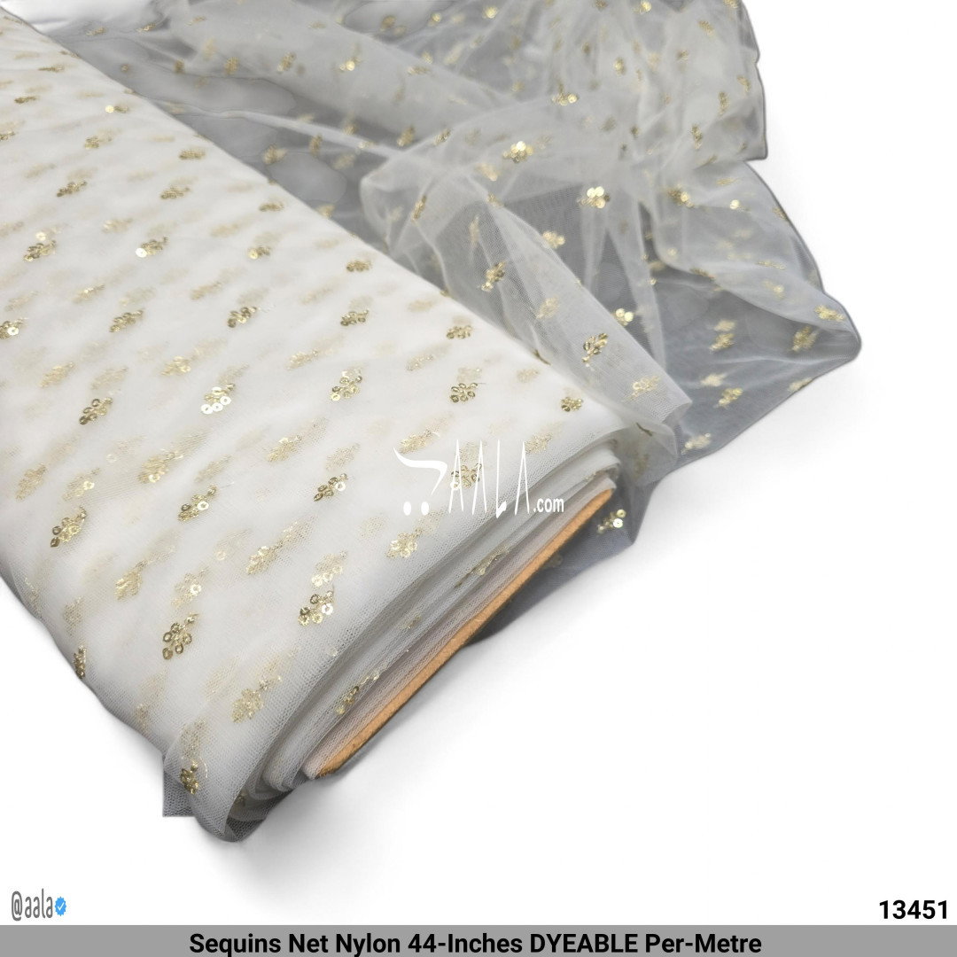 Sequins Net Nylon 44-Inches DYEABLE Per-Metre 