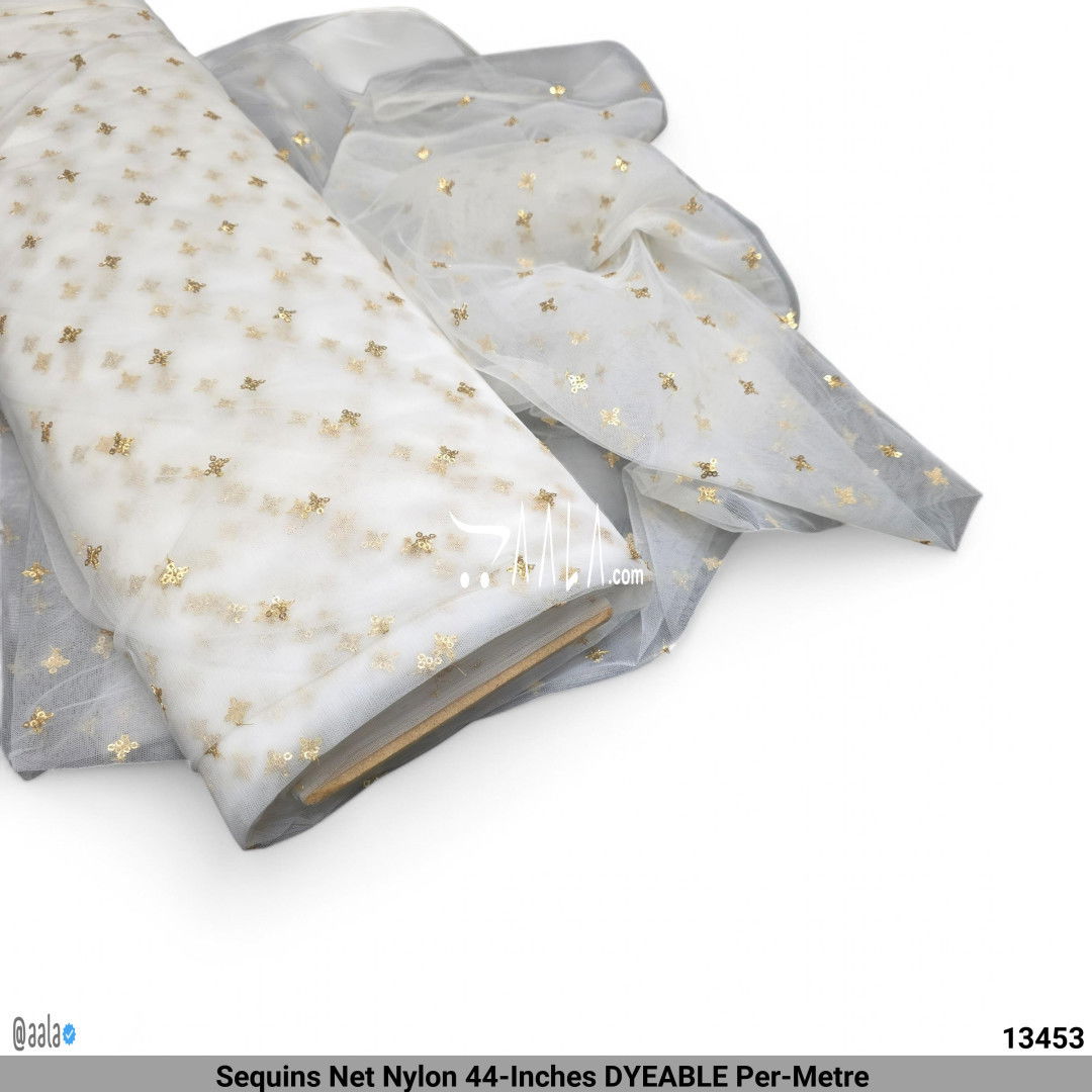 Sequins Net Nylon 44-Inches DYEABLE Per-Metre #13453