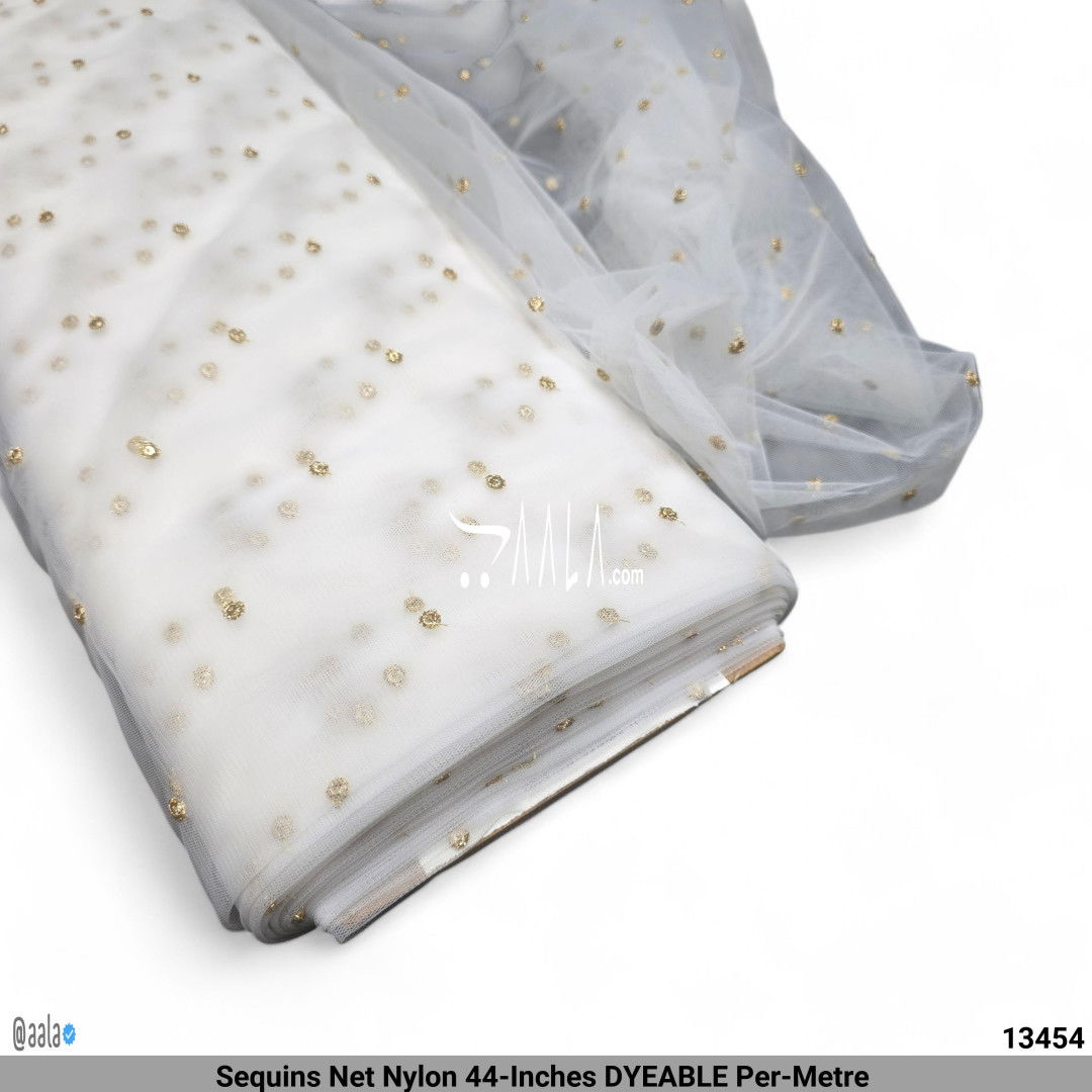 Sequins Net Nylon 44-Inches DYEABLE Per-Metre #13454