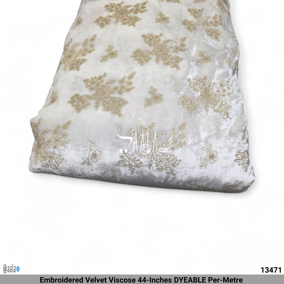 Embroidered Velvet Viscose 44-Inches DYEABLE Per-Metre #13471