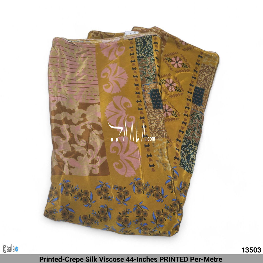 Printed-Crepe Silk Viscose 44-Inches PRINTED Per-Metre #13503