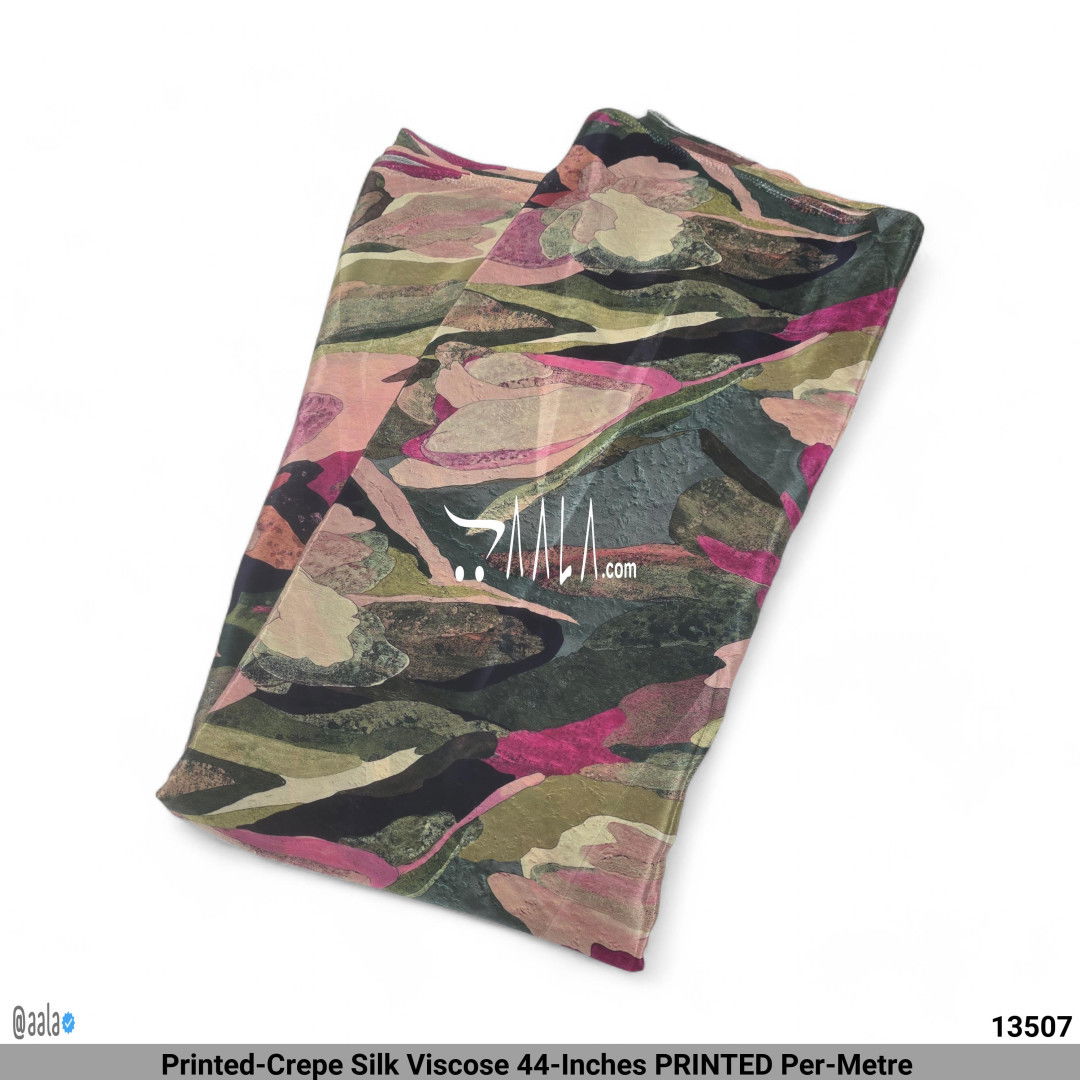 Printed-Crepe Silk Viscose 44-Inches PRINTED Per-Metre #13507