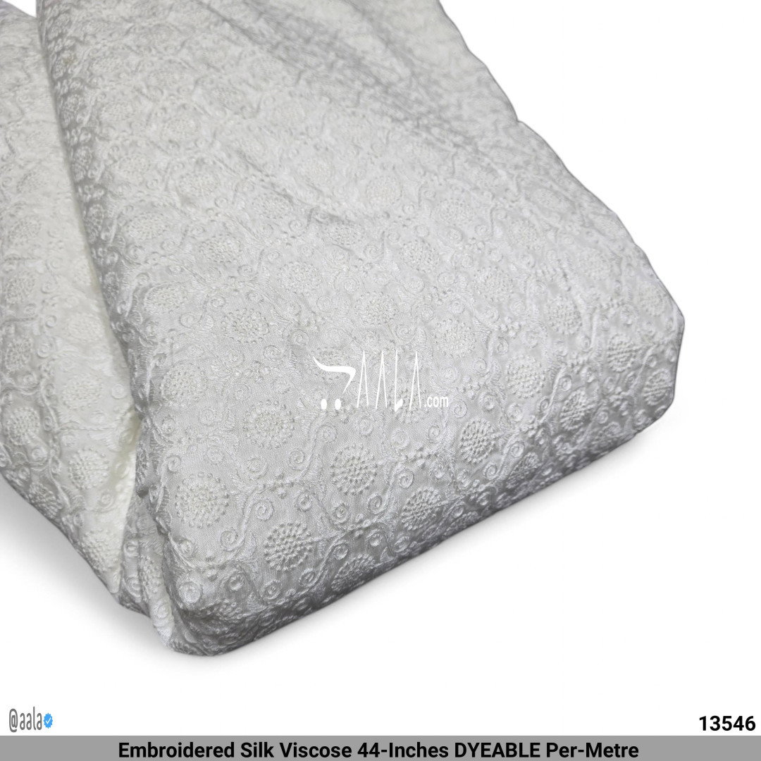 Embroidered Silk Viscose 44-Inches DYEABLE Per-Metre 