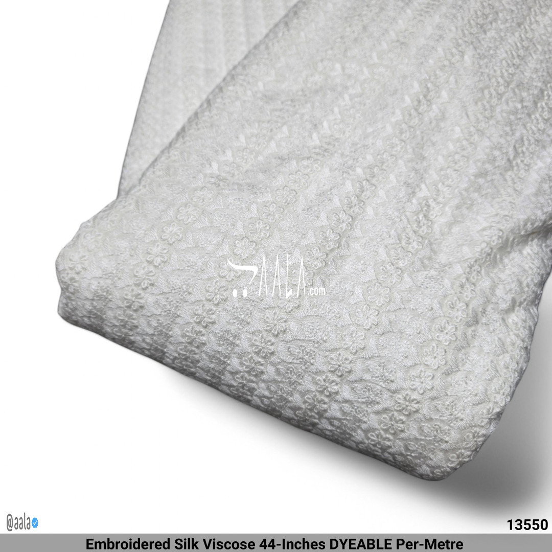 Embroidered Silk Viscose 44-Inches DYEABLE Per-Metre 