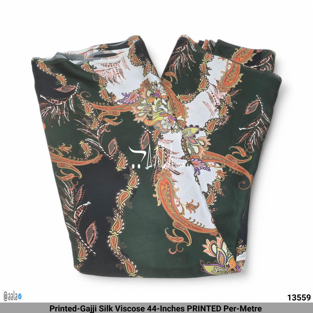 Printed-Gajji Silk Viscose 44-Inches PRINTED Per-Metre #13559