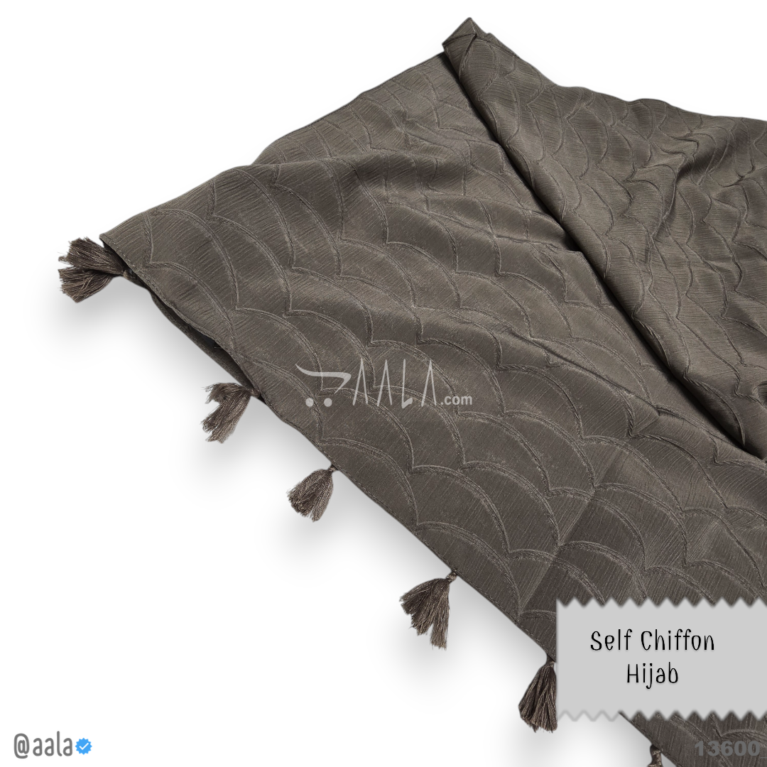 Self Chiffon Blend Dupatta-28-Inches BROWN 2.25-Metres #13600