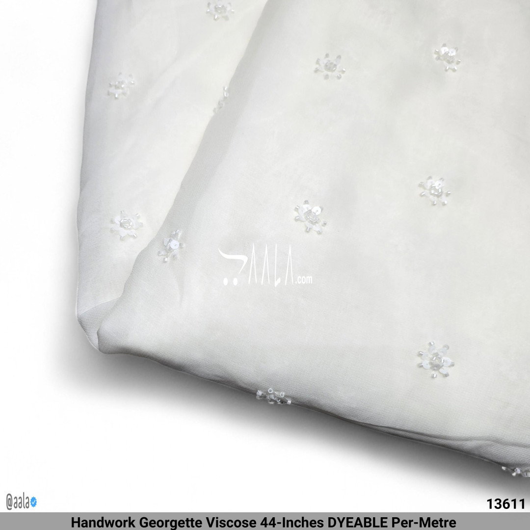 Handwork Georgette Viscose 44-Inches DYEABLE Per-Metre 