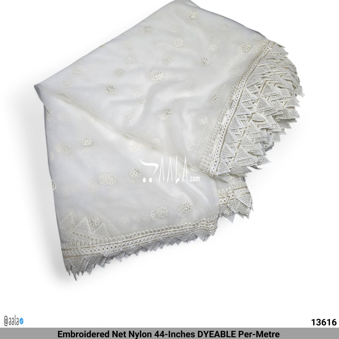 Embroidered Net Nylon 44-Inches DYEABLE Per-Metre
