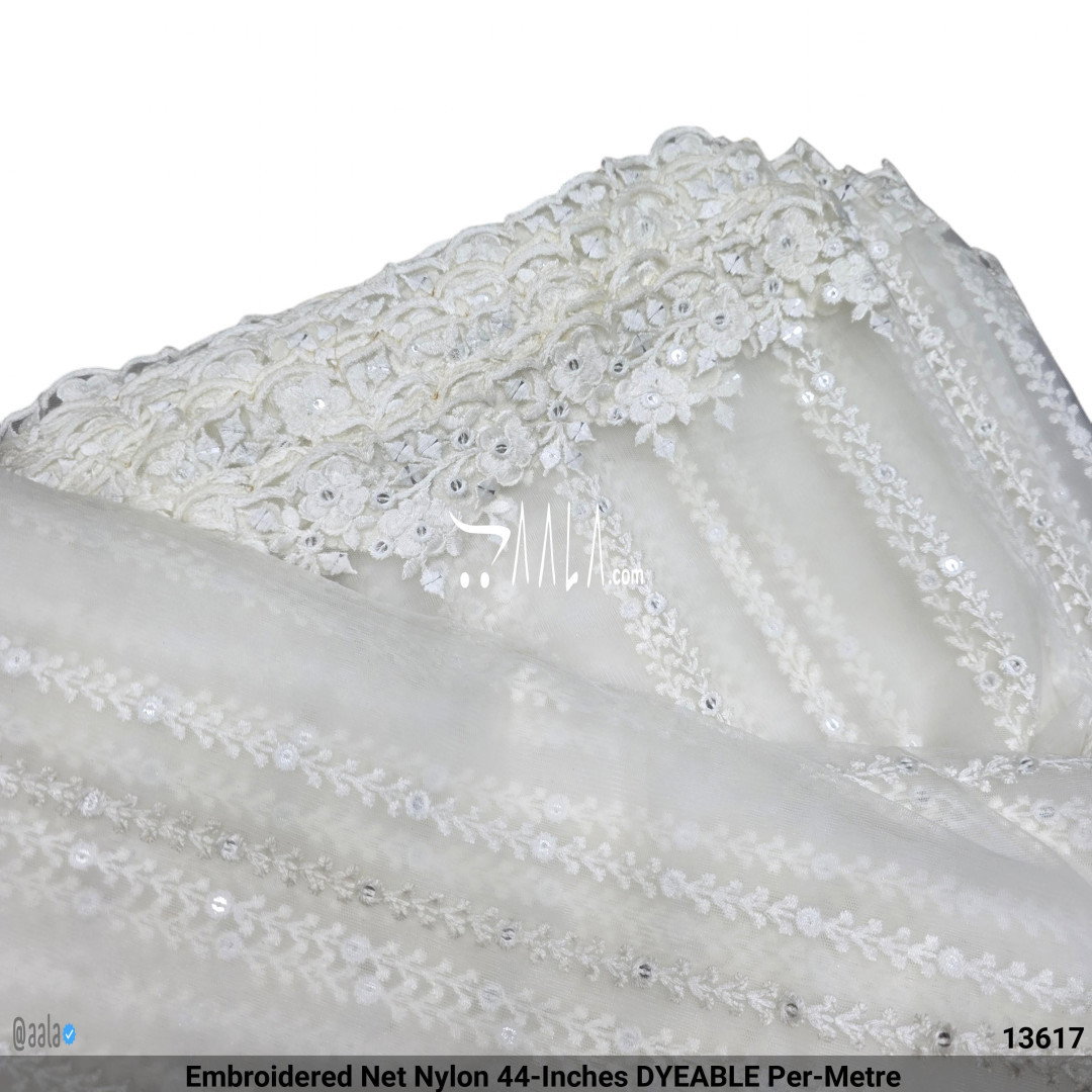Embroidered Net Nylon 44-Inches DYEABLE Per-Metre 