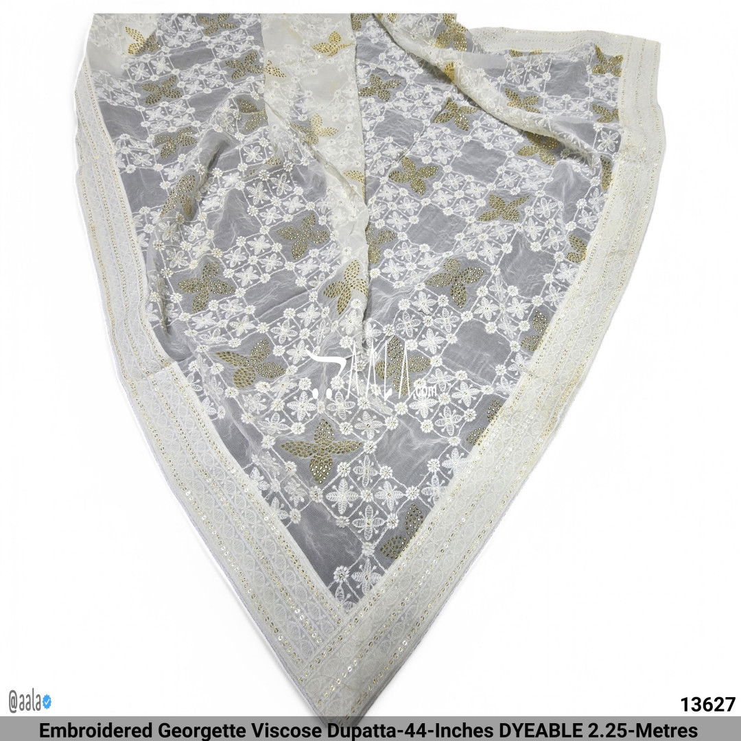 Embroidered Georgette Viscose Dupatta-44-Inches DYEABLE 2.25-Metres #13627