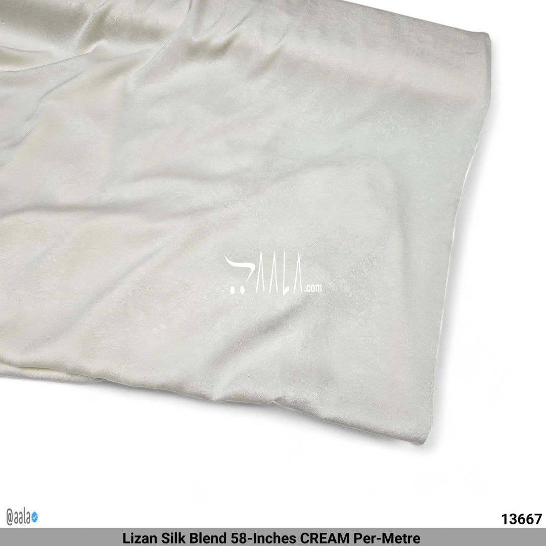Lizan Silk Blend 58-Inches CREAM Per-Metre #13667