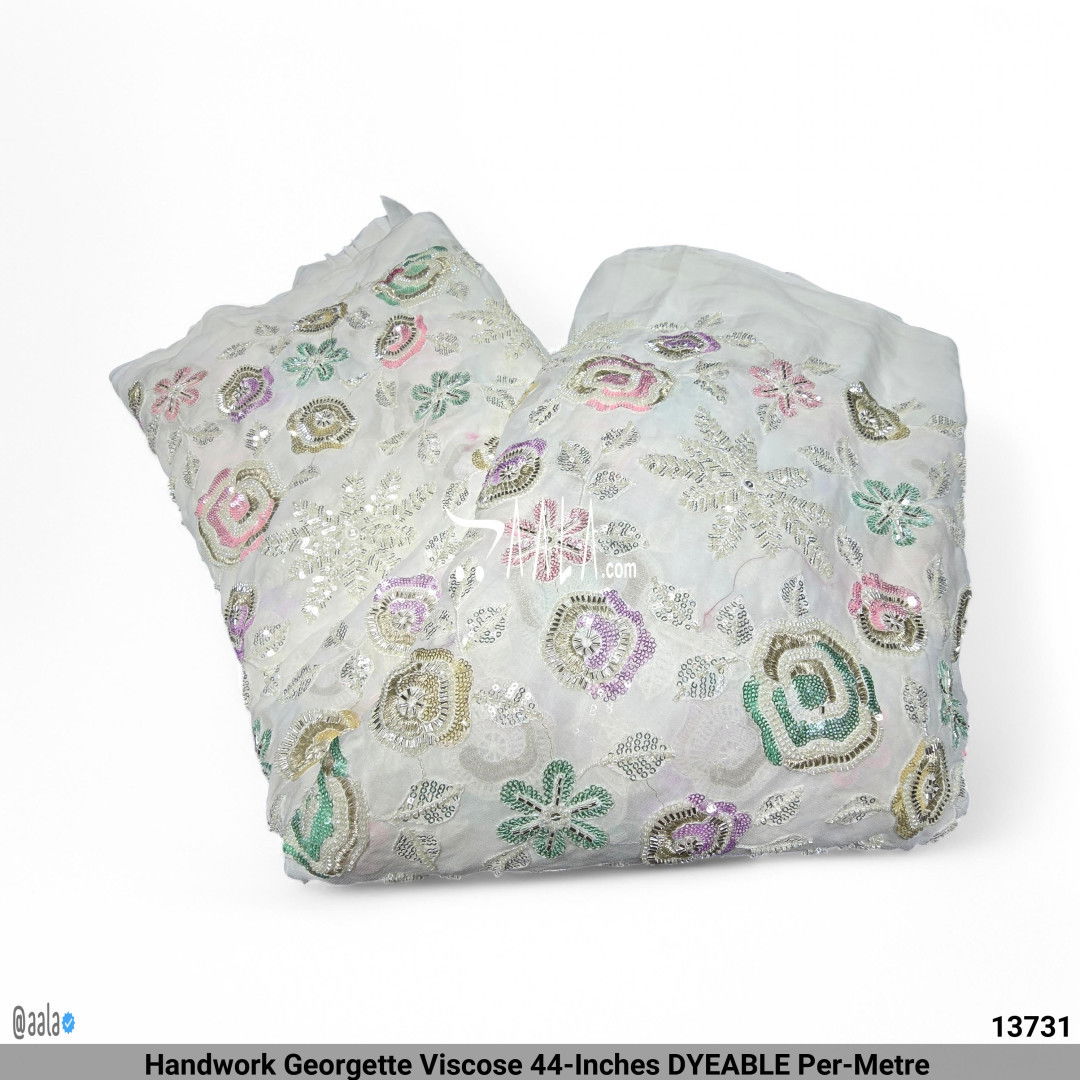 Handwork Georgette Viscose 44-Inches DYEABLE Per-Metre #13731