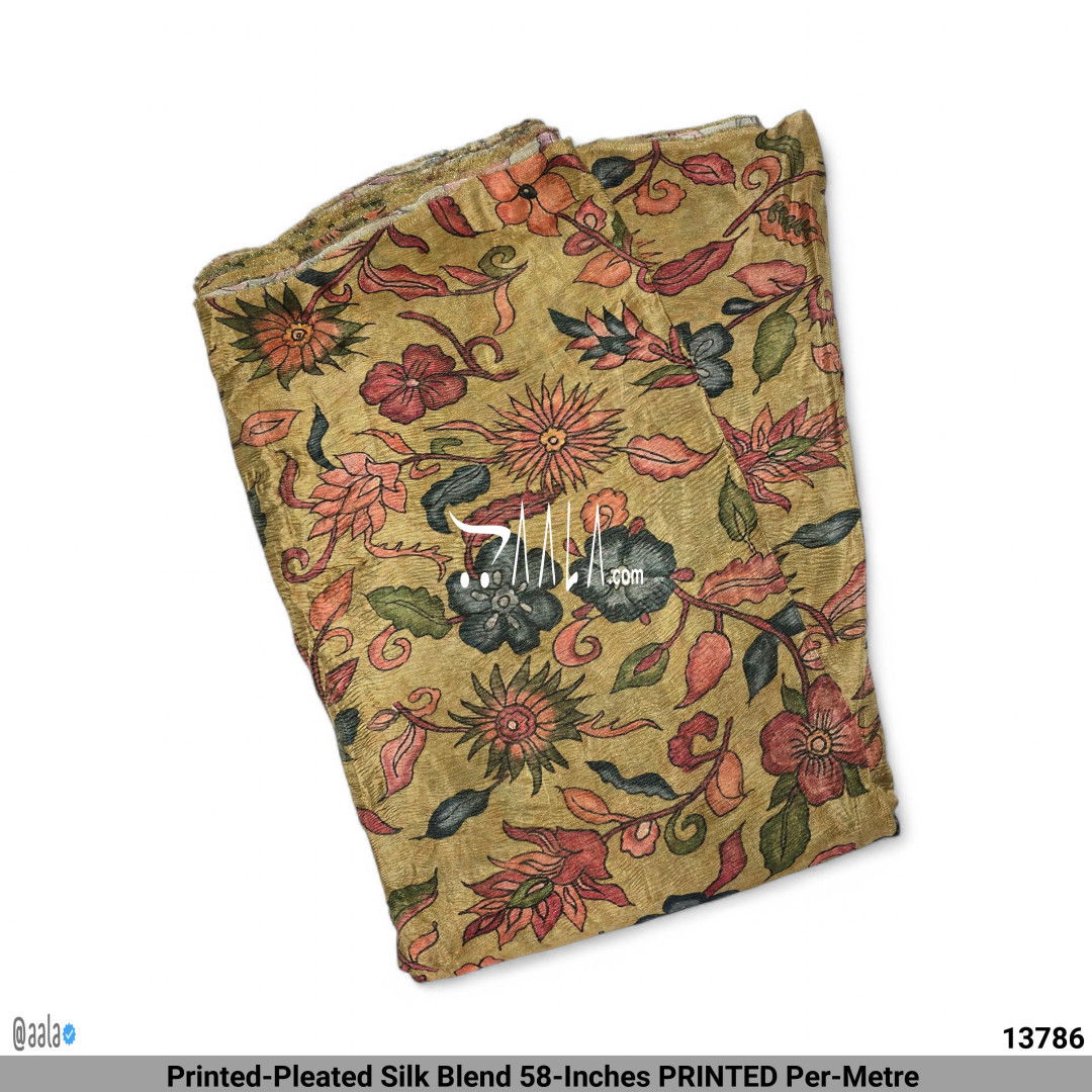 Printed-Pleated Silk Blend 58-Inches PRINTED Per-Metre #13786