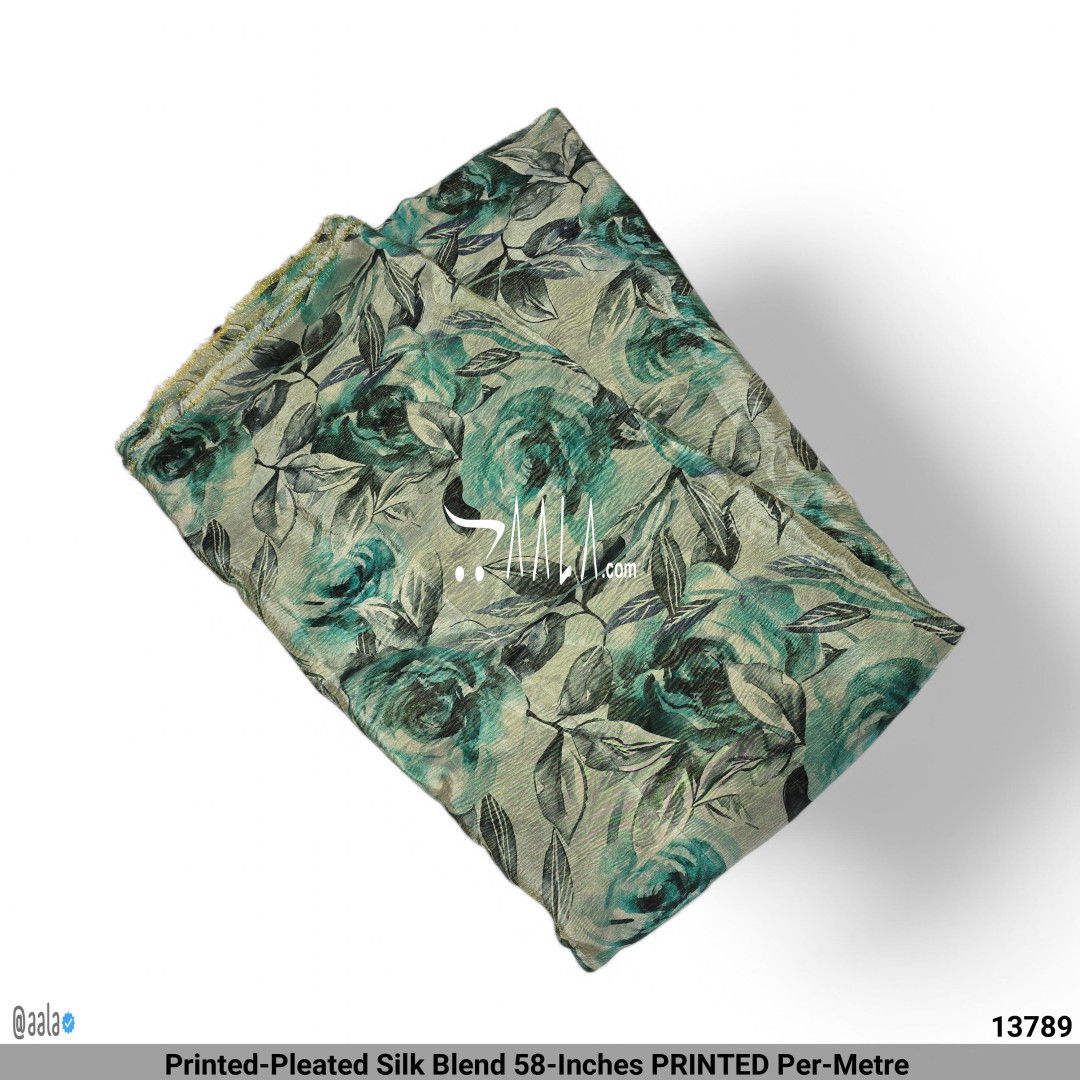 Printed-Pleated Silk Blend 58-Inches PRINTED Per-Metre #13789