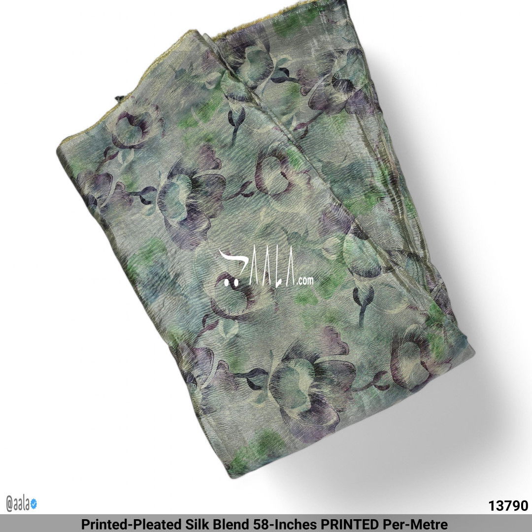 Printed-Pleated Silk Blend 58-Inches PRINTED Per-Metre #13790