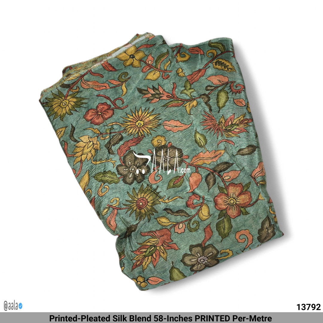 Printed-Pleated Silk Blend 58-Inches PRINTED Per-Metre #13792