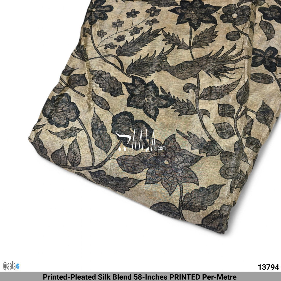 Printed-Pleated Silk Blend 58-Inches PRINTED Per-Metre 
