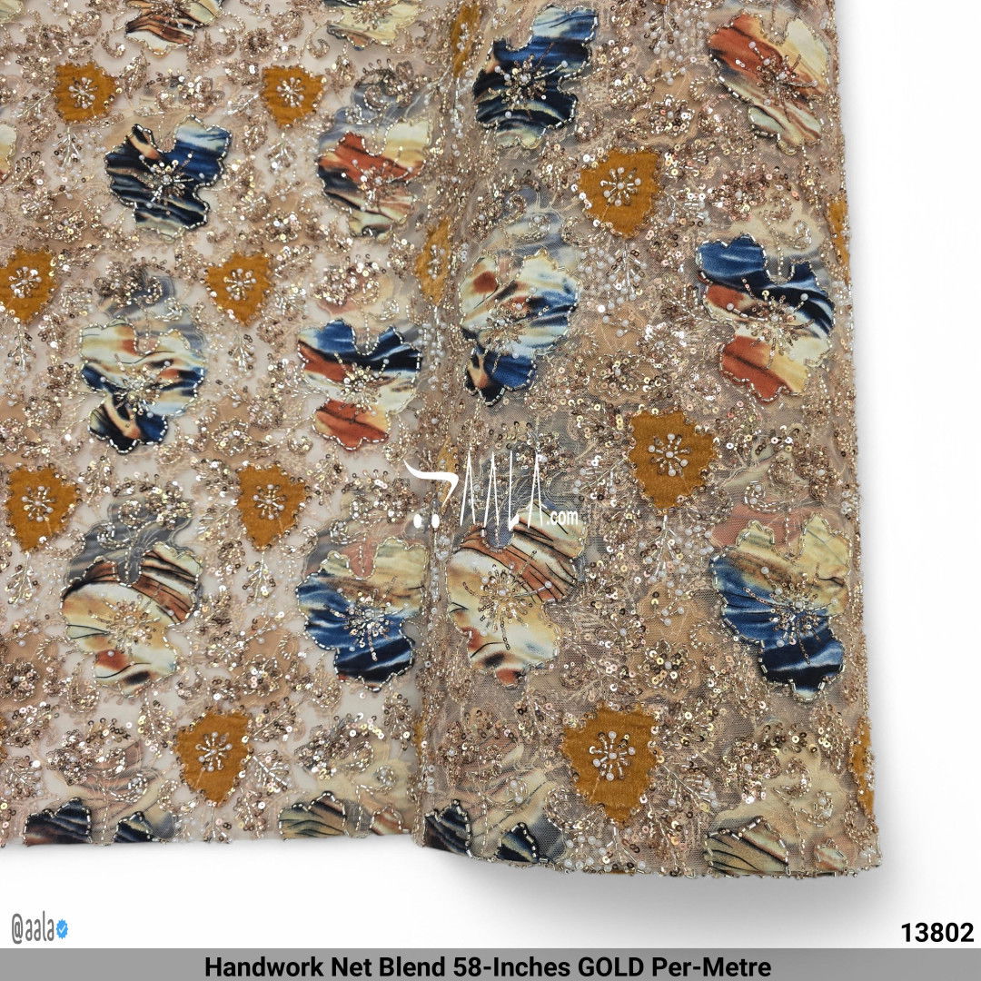 Handwork Net Blend 58-Inches GOLD Per-Metre #13802