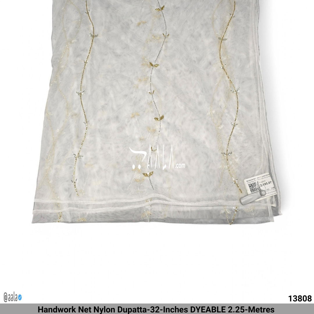 Handwork Net Nylon Dupatta-32-Inches DYEABLE 2.25-Metres #13808