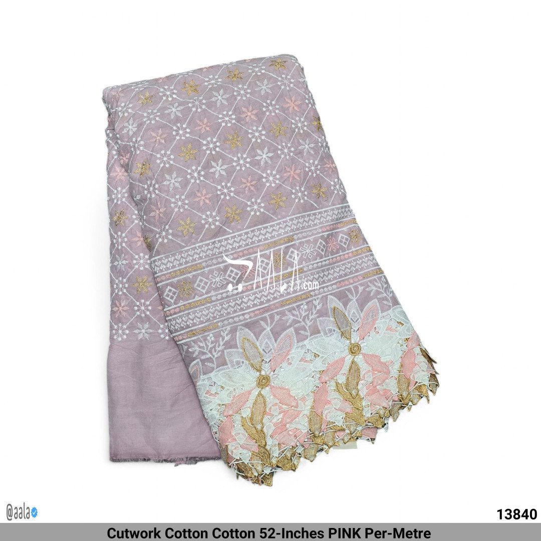 Cutwork Cotton Cotton 52-Inches PINK Per-Metre 