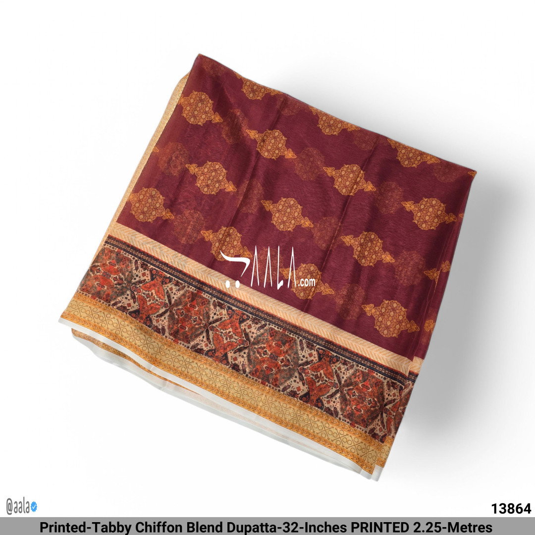 Printed-Tabby Chiffon Blend Dupatta-32-Inches PRINTED 2.25-Metres 