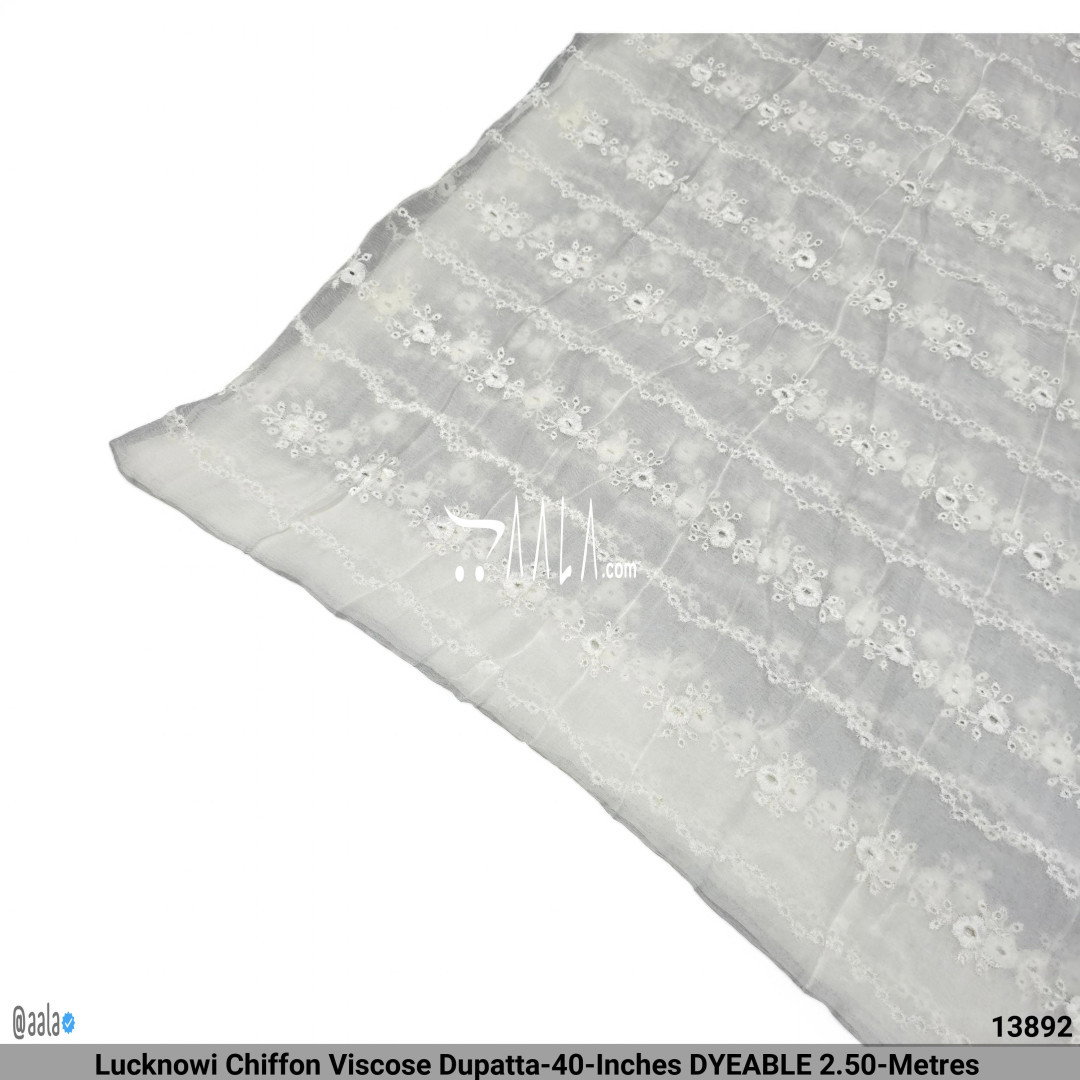 Lucknowi Chiffon Viscose Dupatta-40-Inches DYEABLE 2.50-Metres 