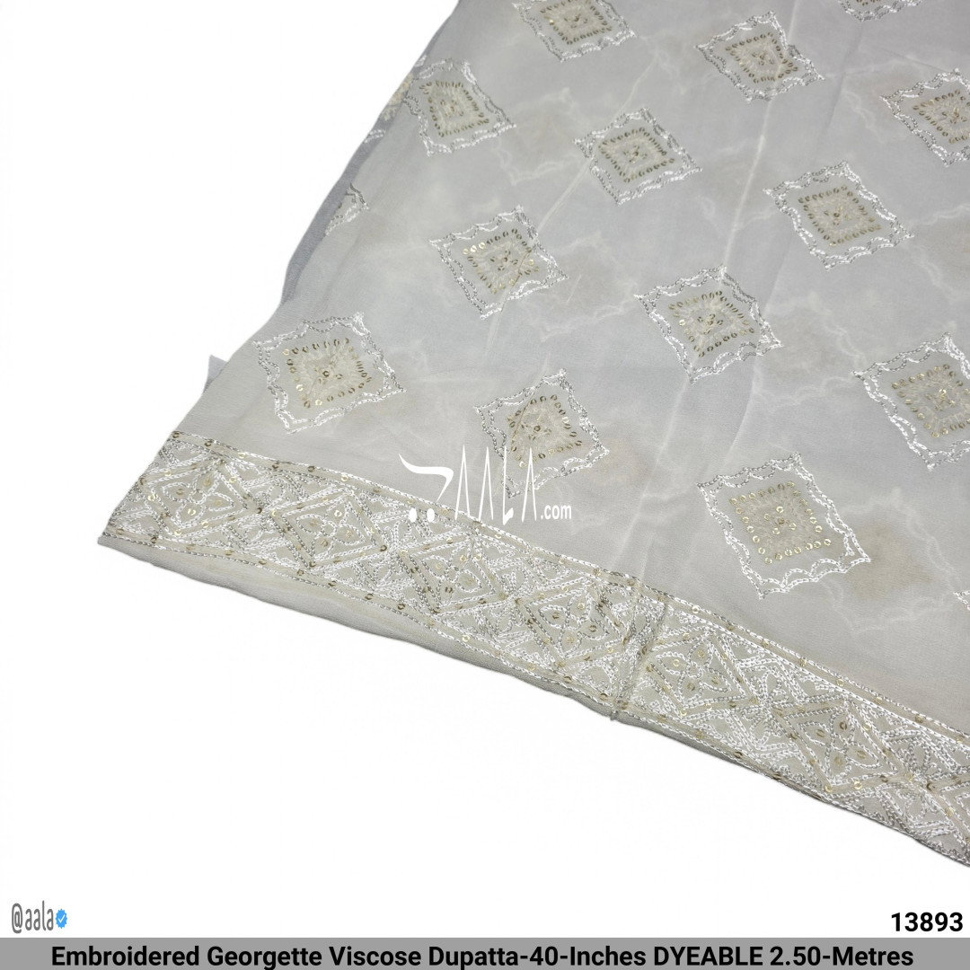 Embroidered Georgette Viscose Dupatta-40-Inches DYEABLE 2.50-Metres 
