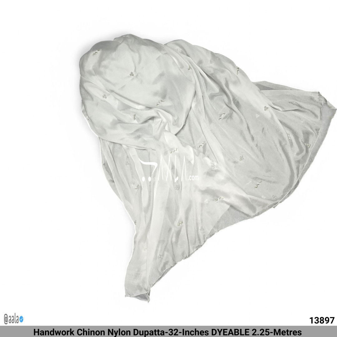 Handwork Chinon Nylon Dupatta-32-Inches DYEABLE 2.25-Metres #13897