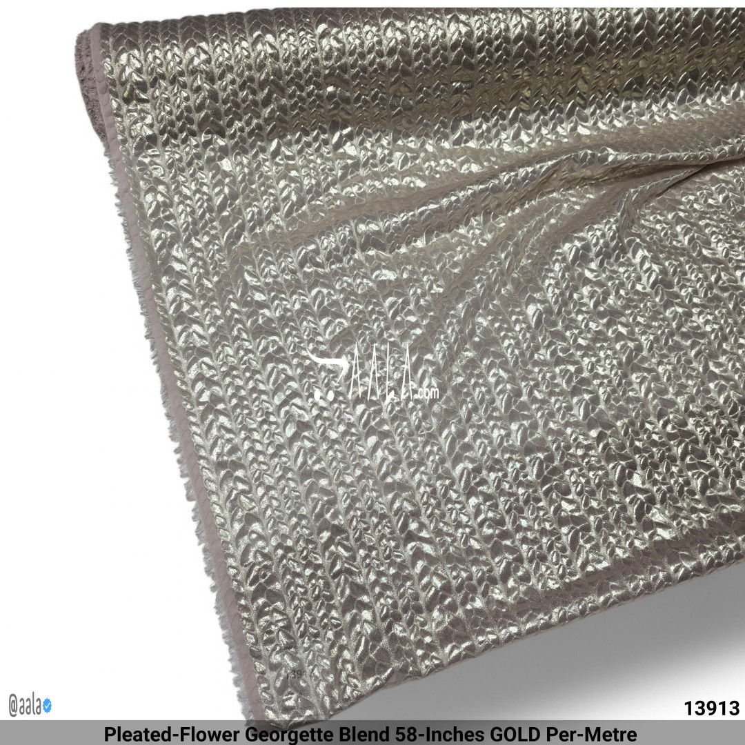 Pleated-Flower Georgette Blend 58-Inches GOLD Per-Metre #13913