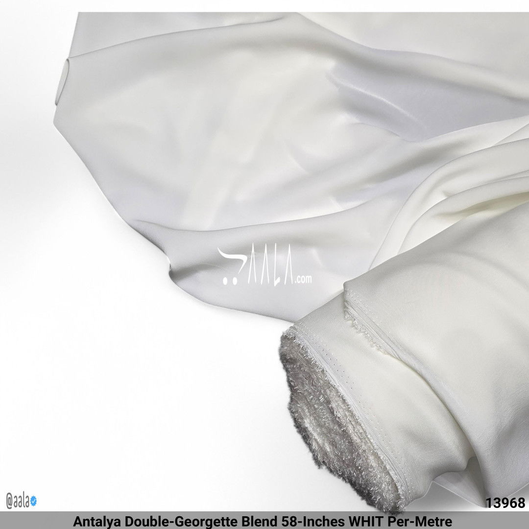 Antalya Double-Georgette Blend 58-Inches WHITE Per-Metre #13968