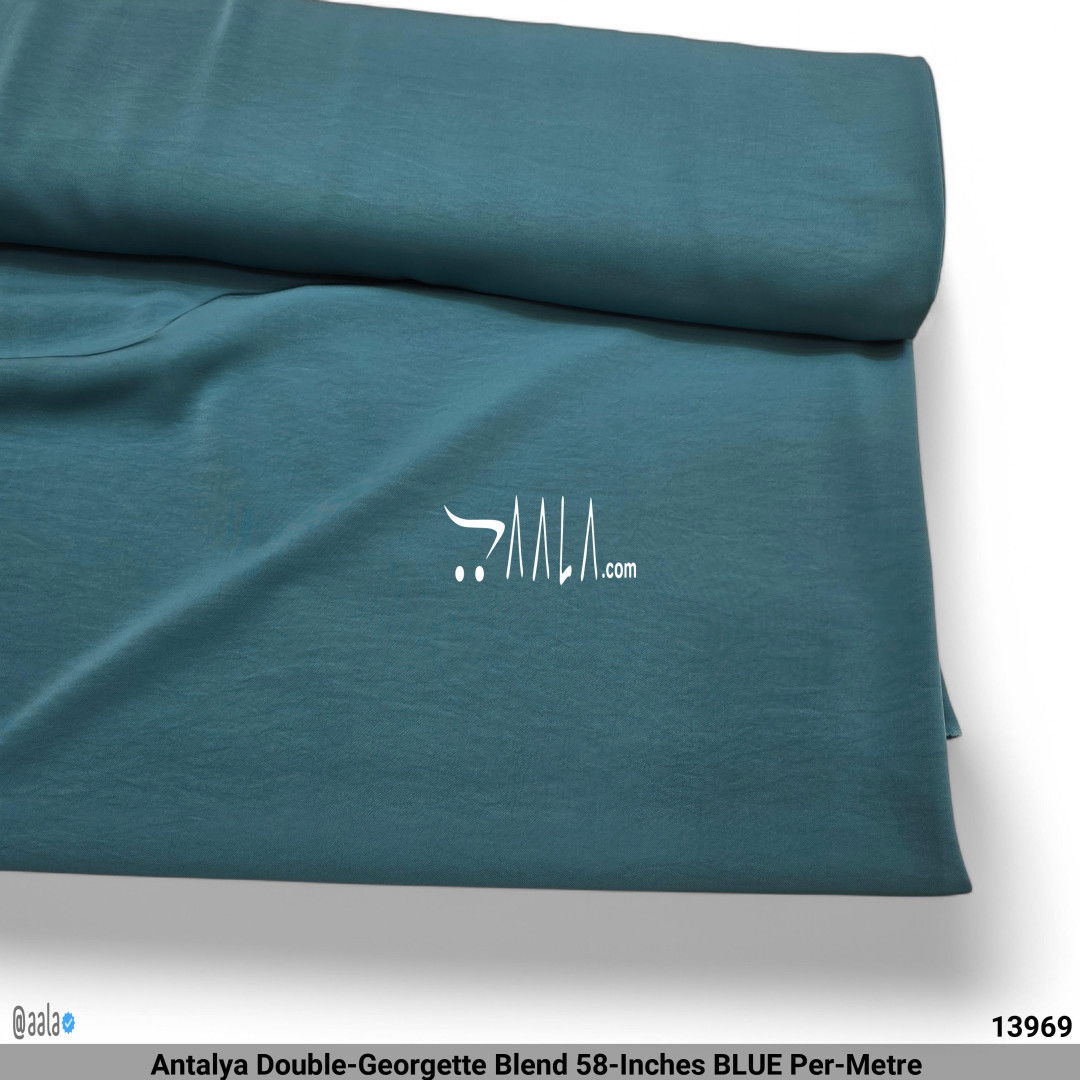 Antalya Double-Georgette Blend 58-Inches BLUE Per-Metre #13969