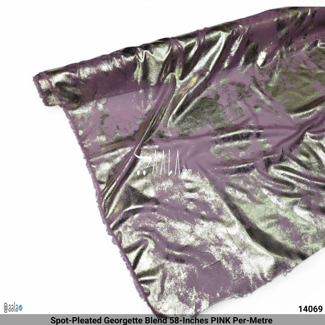 Spot-Pleated Georgette Blend 58-Inches PINK Per-Metre #14069