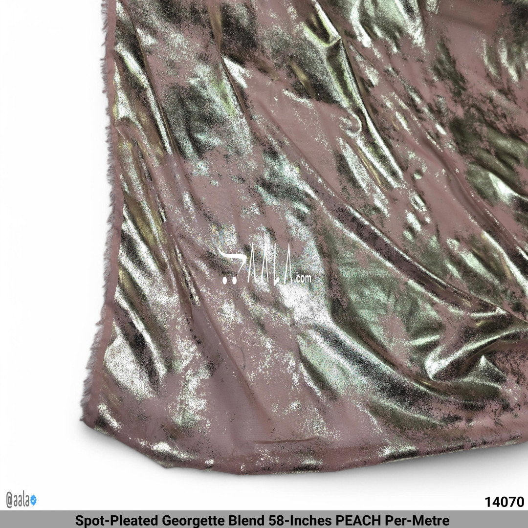 Spot-Pleated Georgette Blend 58-Inches PEACH Per-Metre 