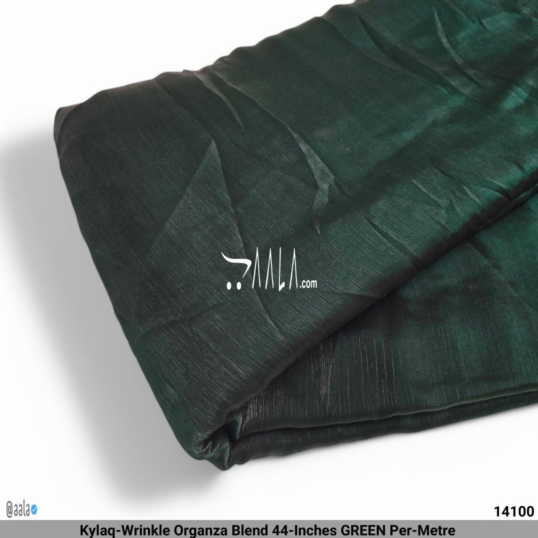 Kylaq-Wrinkle Organza Blend 44-Inches GREEN Per-Metre #14100
