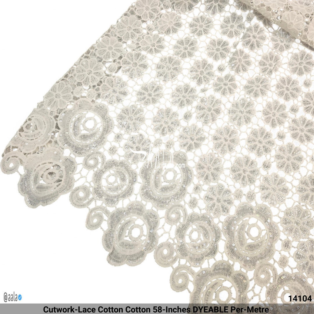 Cutwork-Lace Cotton Cotton 58-Inches DYEABLE Per-Metre 
