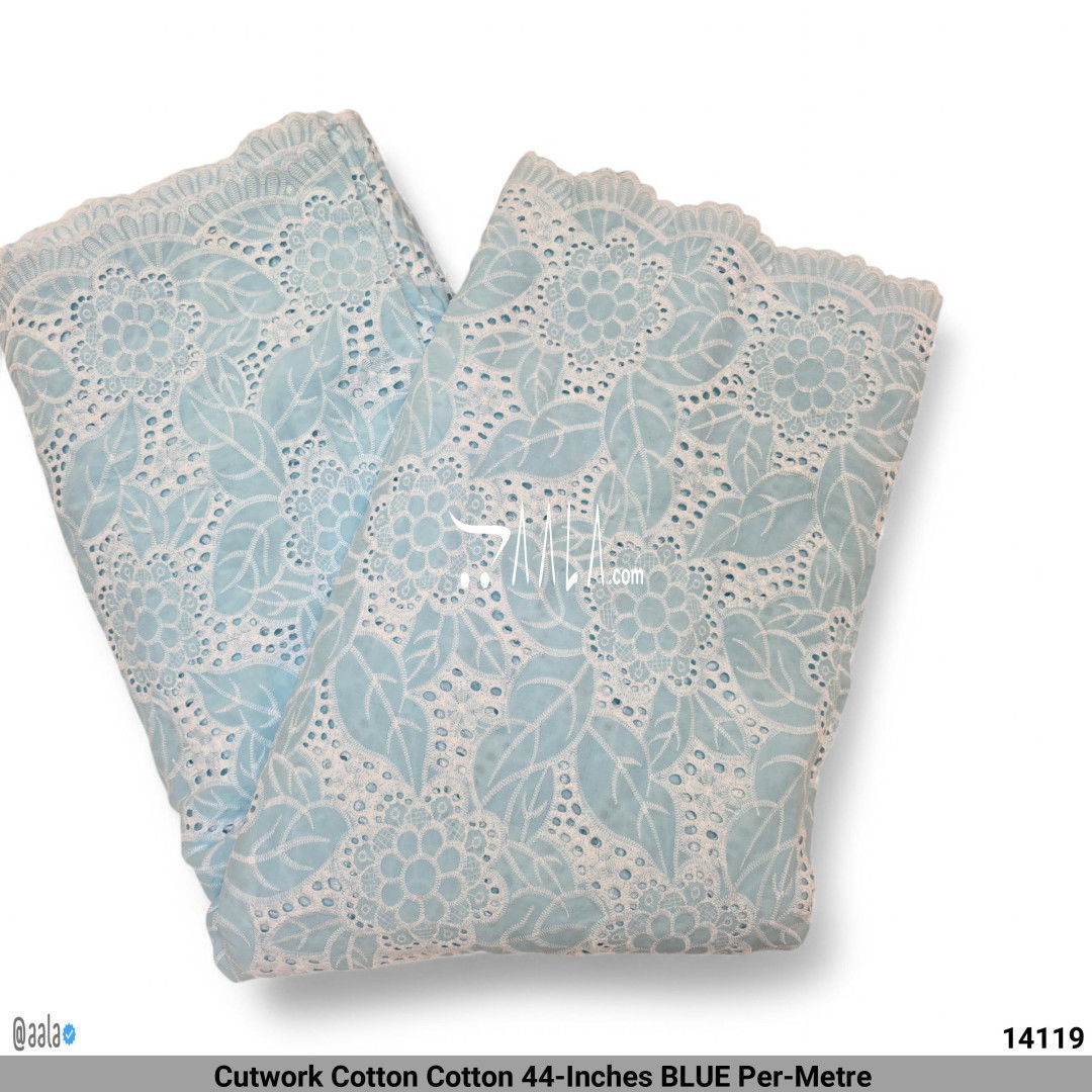 Cutwork Cotton Cotton 44-Inches BLUE Per-Metre #14119