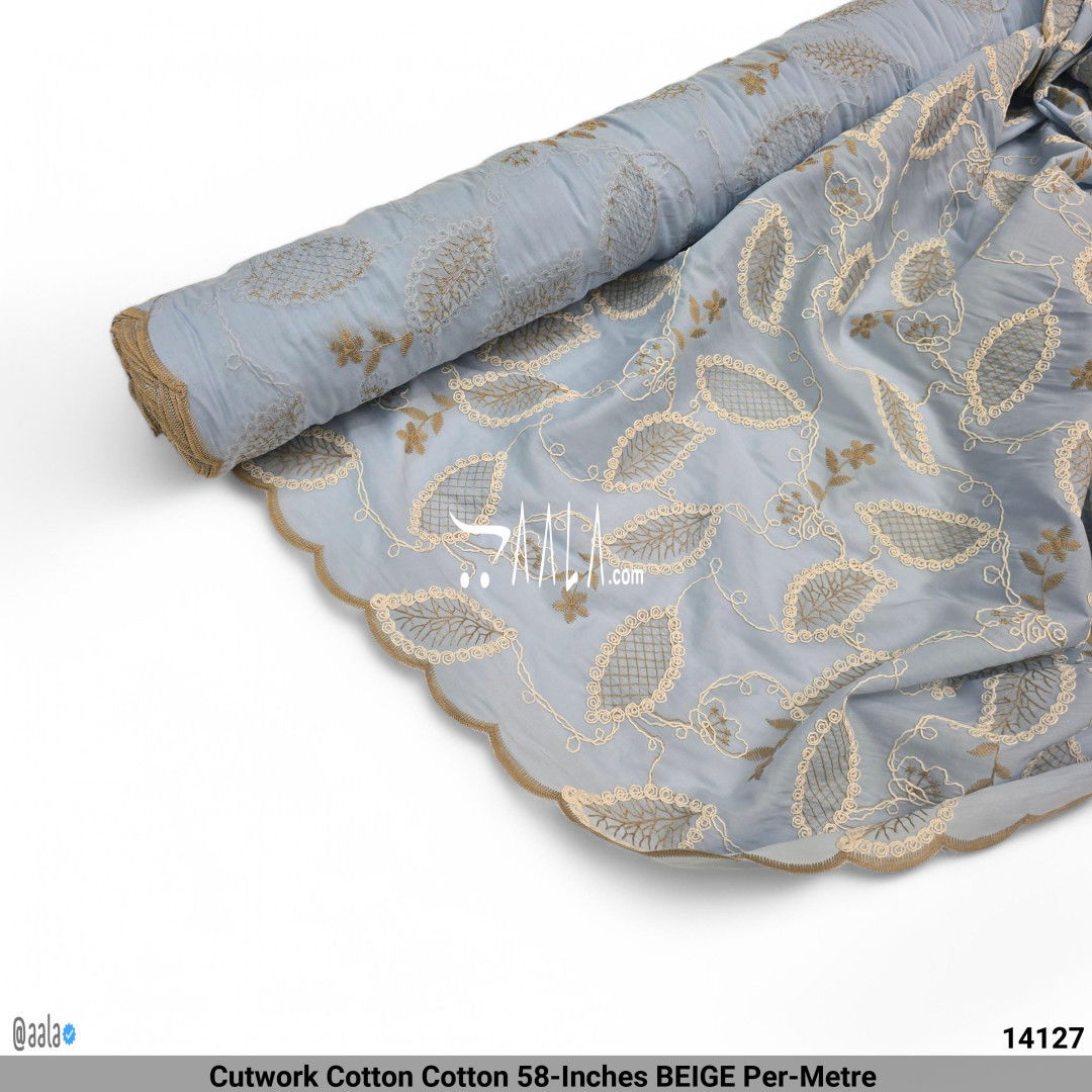 Cutwork Cotton Cotton 58-Inches BEIGE Per-Metre #14127