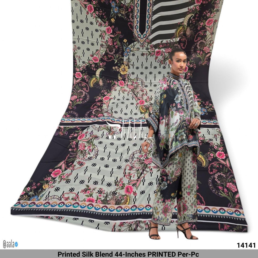 Printed Silk Blend 44-Inches PRINTED Per-Pc 