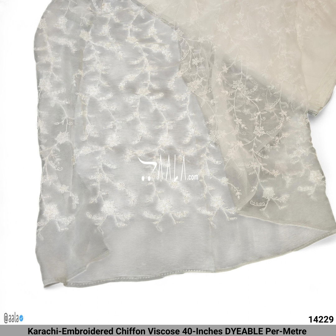 Karachi-Embroidered Chiffon Viscose 40-Inches DYEABLE Per-Metre #14229