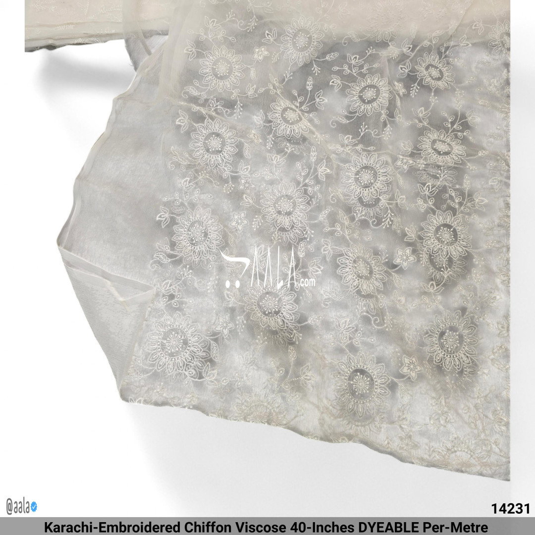 Karachi-Embroidered Chiffon Viscose 40-Inches DYEABLE Per-Metre 