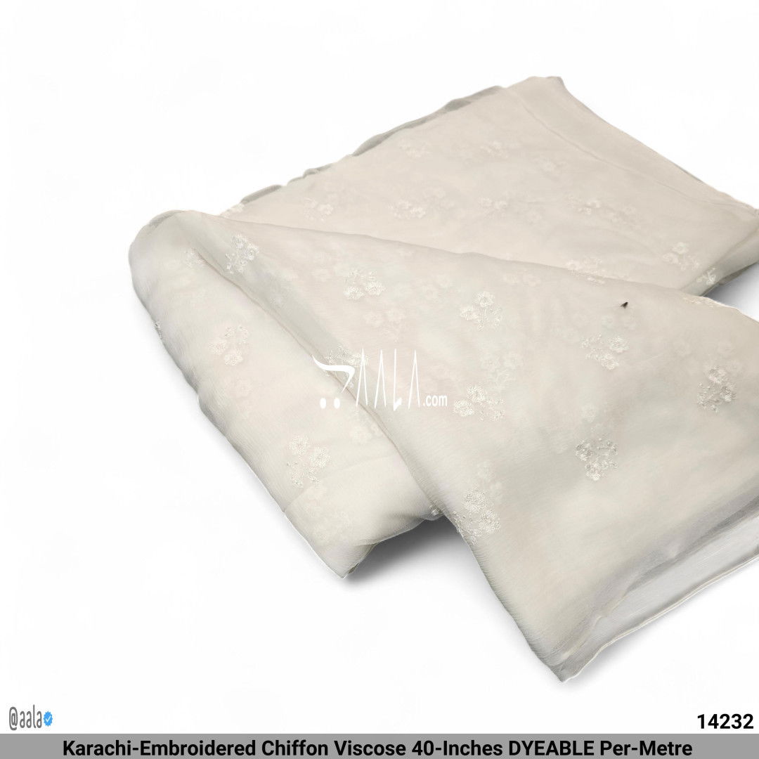 Karachi-Embroidered Chiffon Viscose 40-Inches DYEABLE Per-Metre #14232