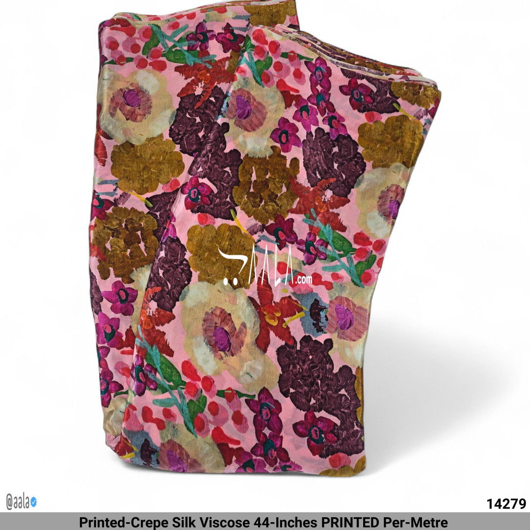 Printed-Crepe Silk Viscose 44-Inches PRINTED Per-Metre #14279