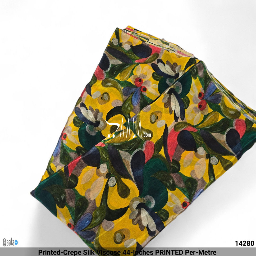 Printed-Crepe Silk Viscose 44-Inches PRINTED Per-Metre #14280