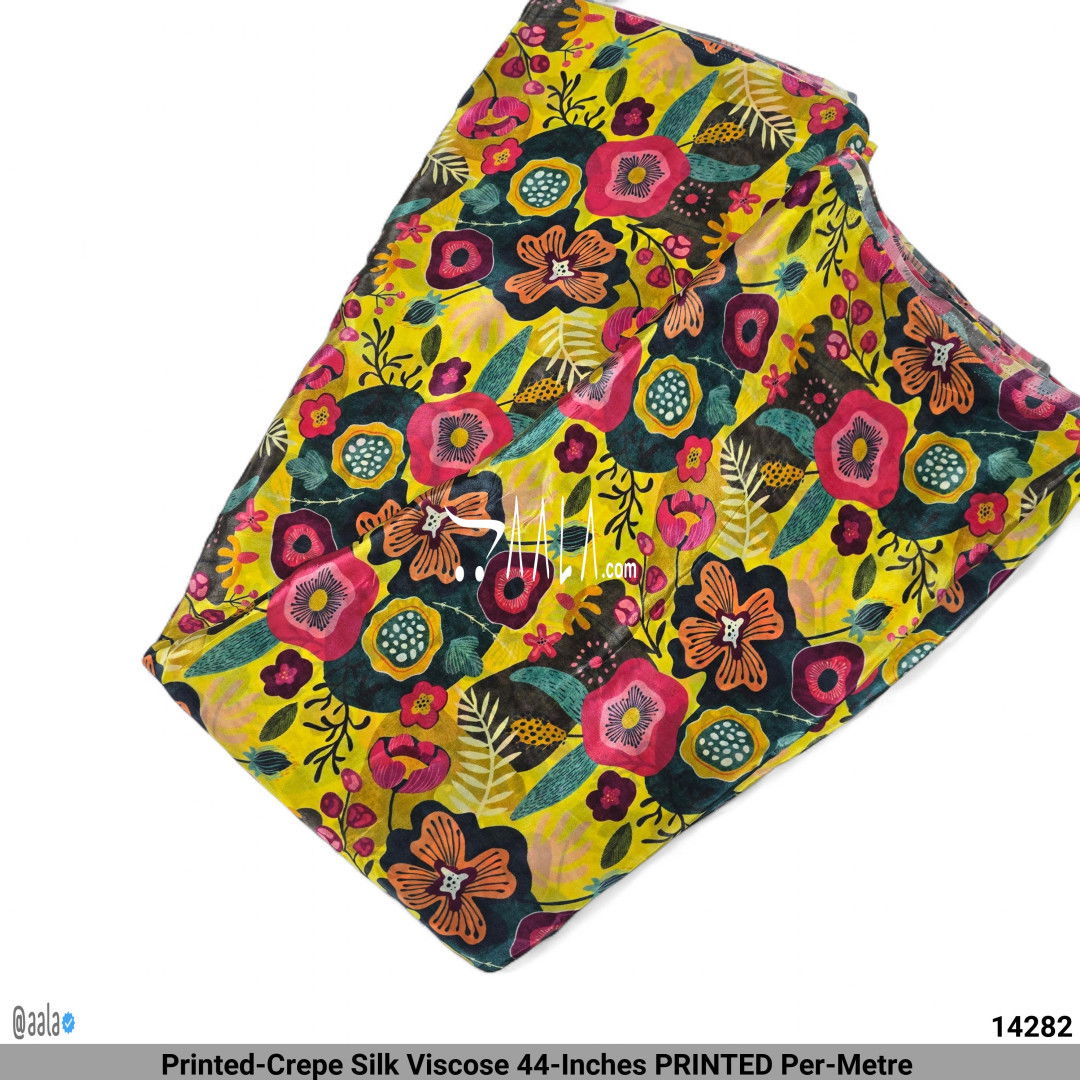 Printed-Crepe Silk Viscose 44-Inches PRINTED Per-Metre #14282
