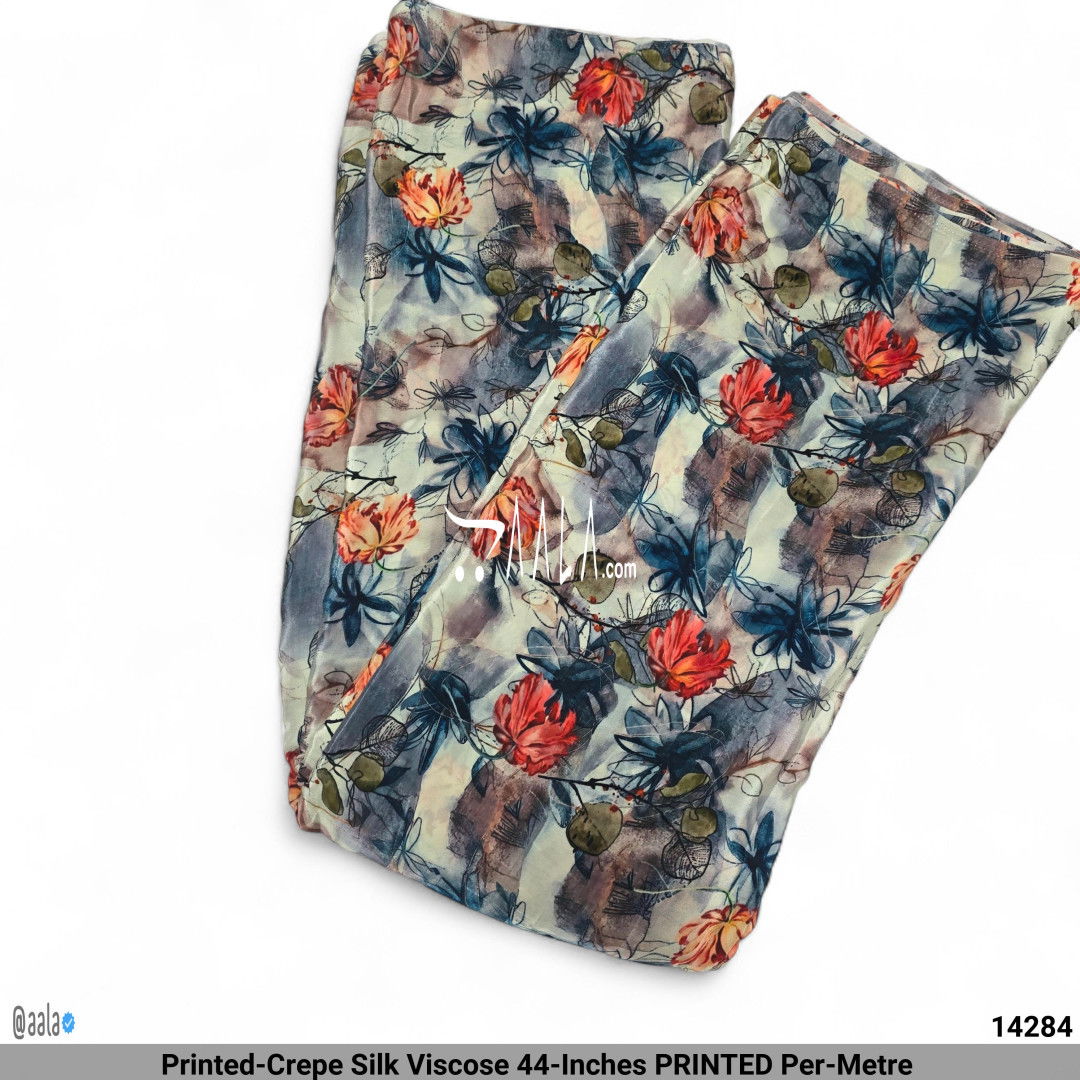 Printed-Crepe Silk Viscose 44-Inches PRINTED Per-Metre #14284